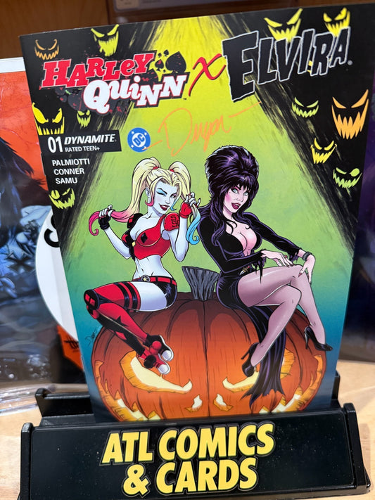 Bundle | (2) Harley Quinn X Elvira #1 | Signed by Deegan Puchkors | Trade + B&W