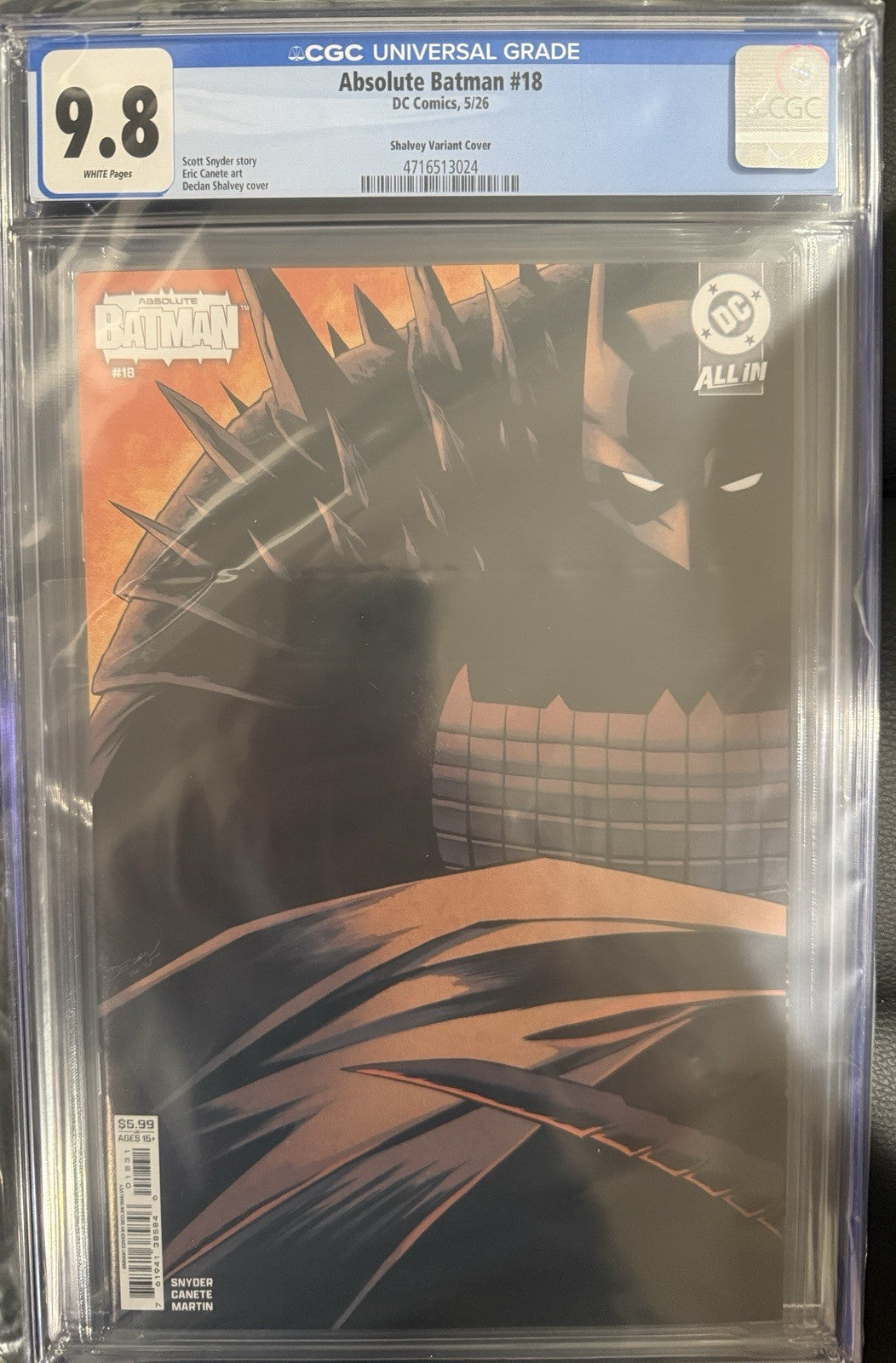 Slab | Absolute Batman #18 | CGC 9.8 | Declan Shalvey | Cover C
