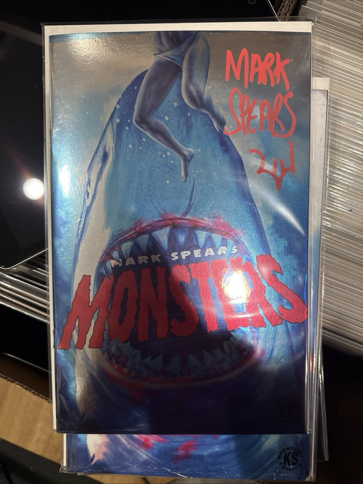 Mark Spears Monsters #6 | Signed by Mark Spears w/ COA | Foil | Shark / Jaws