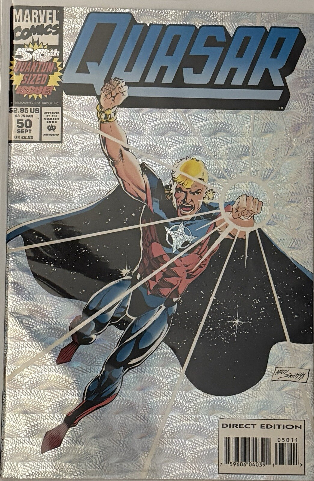 Quasar #50 Vintage September 1993 Foil Cover Direct Edition Marvel Comics Book
