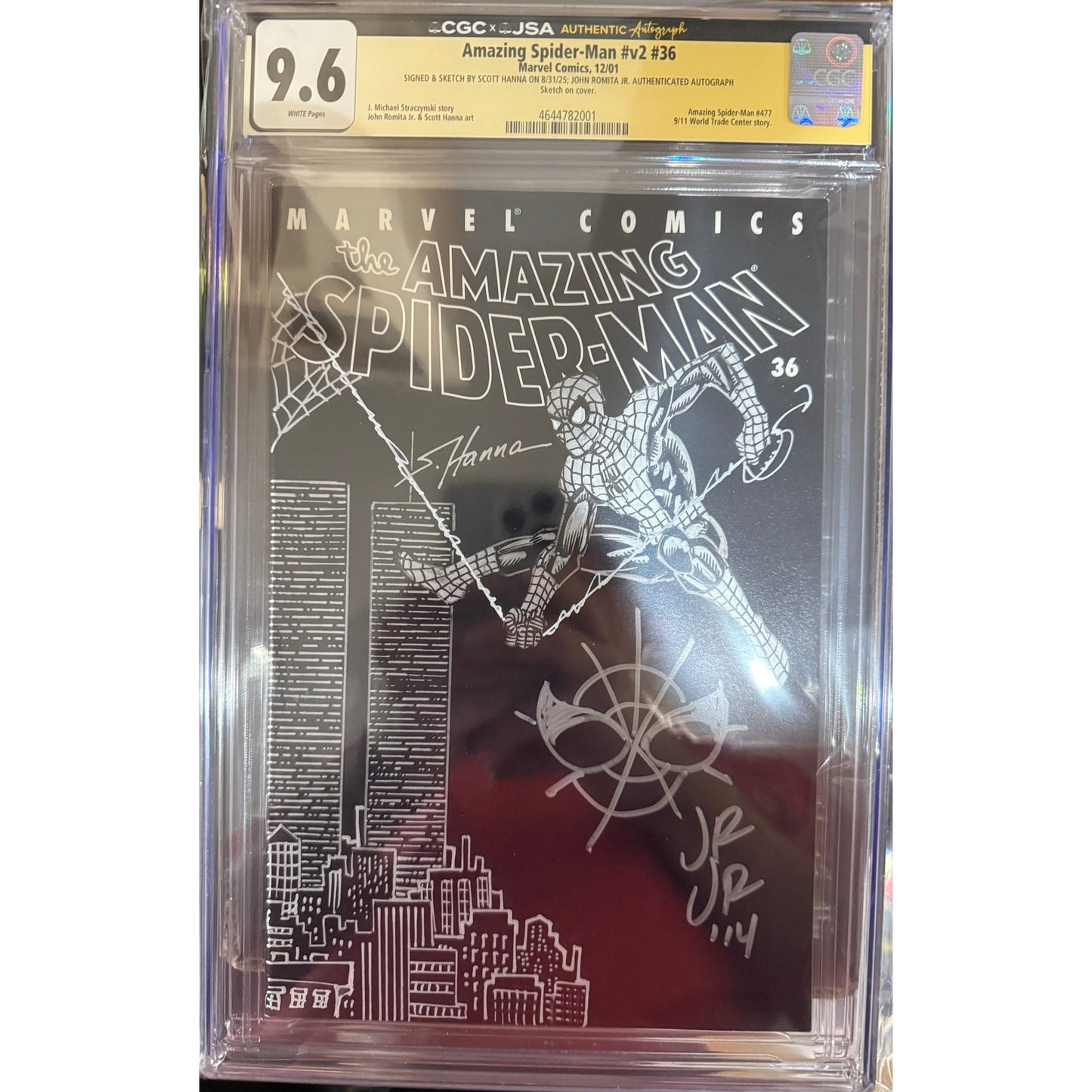 Slab | Amazing Spider-Man #36 | Signed & Sketch by Scott Hanna & John Romita, JR