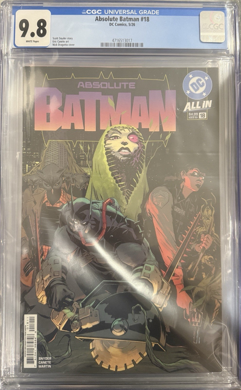Slab | Absolute Batman #18 | CGC 9.8 | Nick Dragotta | Cover A