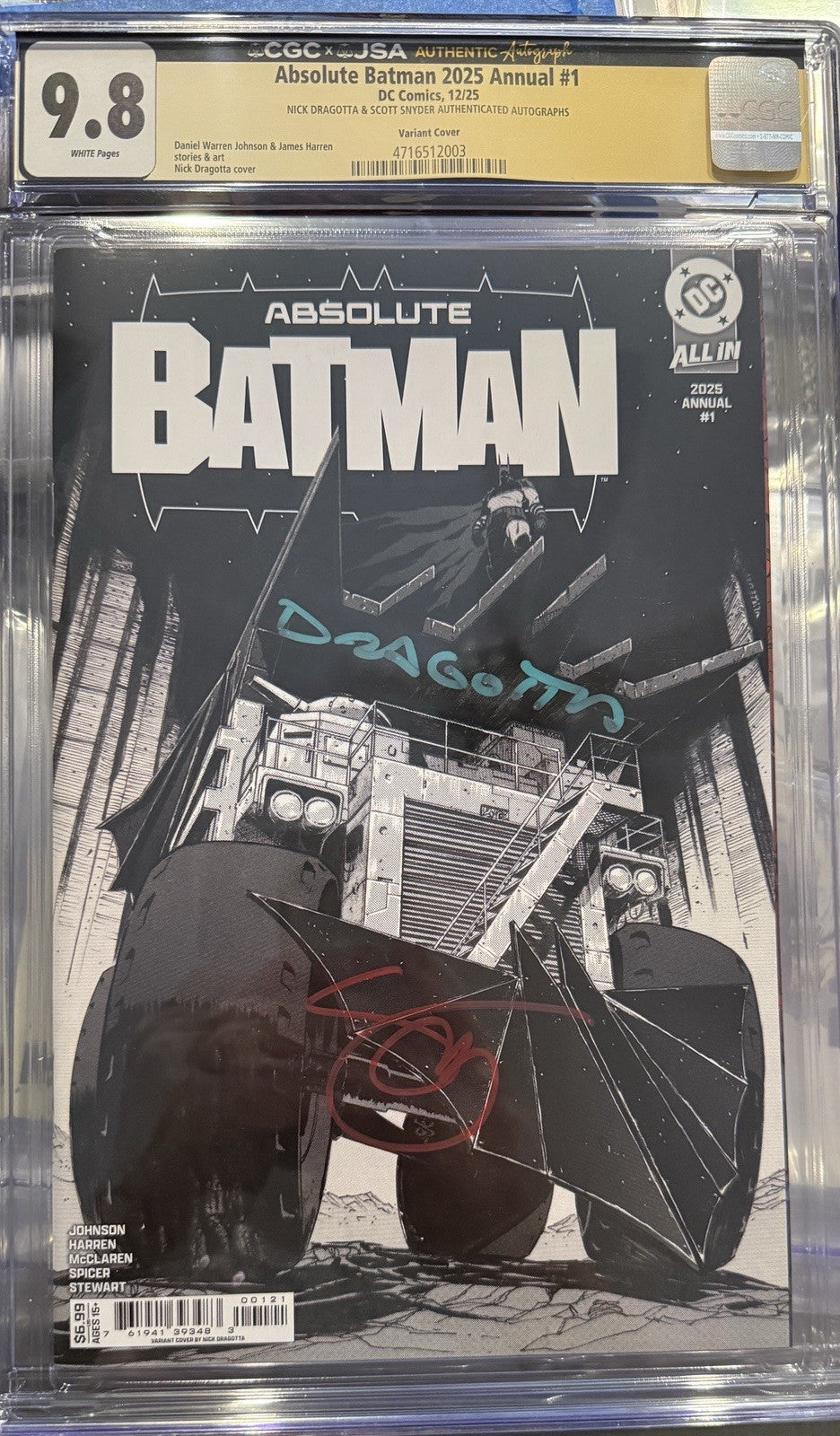 Absolute Batman 2025 Annual #1 | CGC 9.8 | Signed Scott Snyder + Nick Dragotta