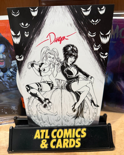 Harley Quinn X Elvira #1 | Signed by Deegan Puchkors w/ COA | B&W Excl | LTD 250