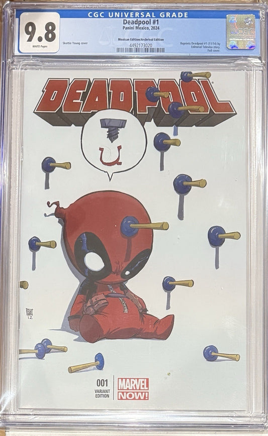 Deadpool #1 (2024) CGC 9.8 - Mexican Edition - Skottie Young Cover- Foil Cover